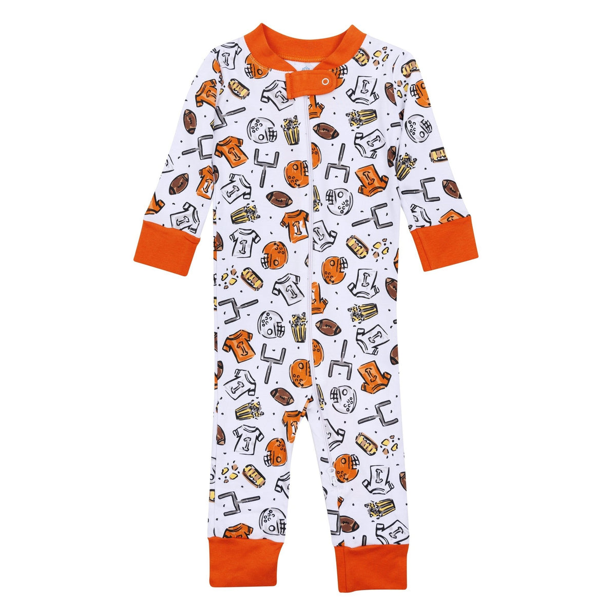 Future Draft Picks Zip Pajamas - Orange White - Magnolia BabyZipper Pajamas