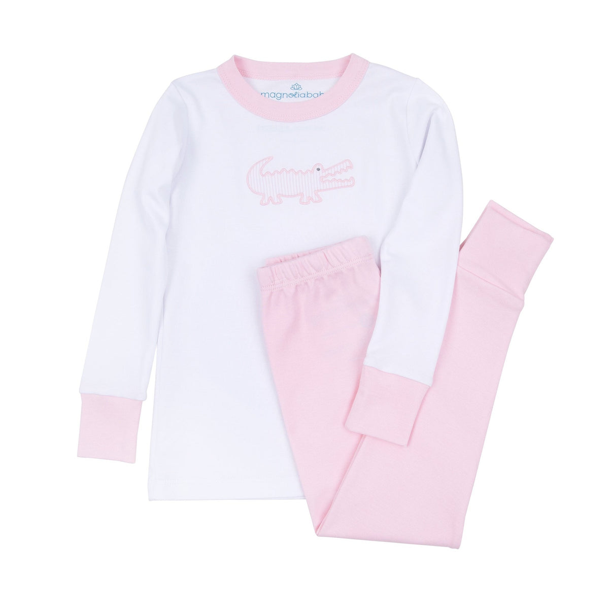 Magnolia Baby_Gator Applique Long Pajamas - Pink_1