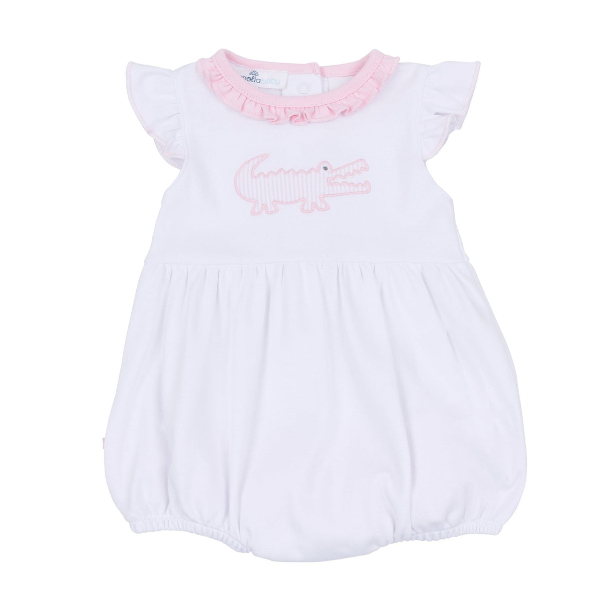 Gator Applique Ruffle Bubble - Pink - Magnolia BabyBubble