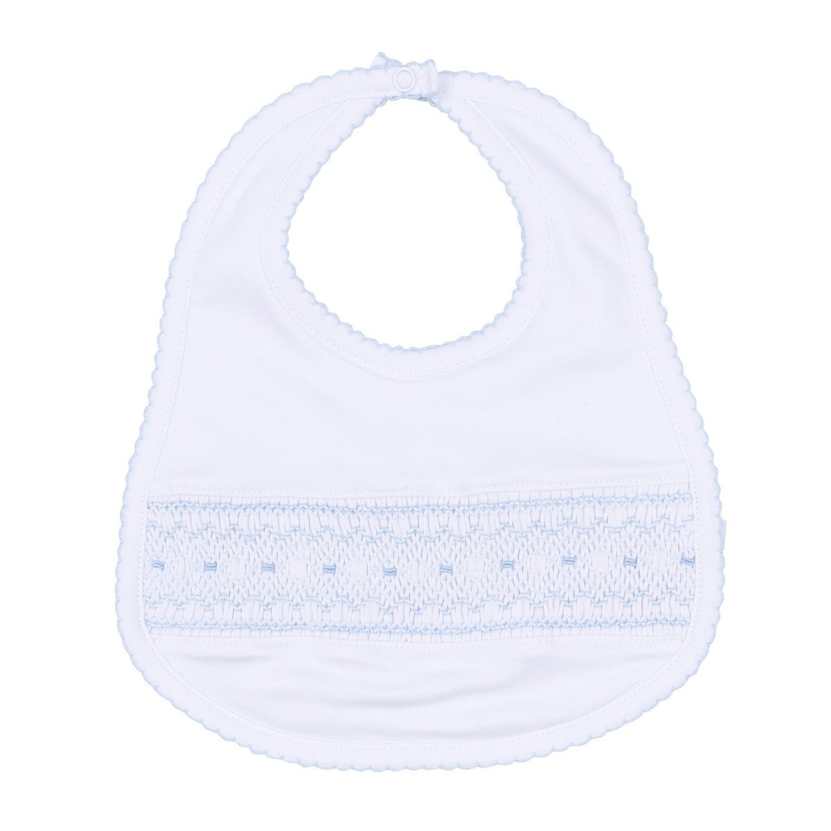 Magnolia Baby_George Smocked Bib - White Light Blue_1