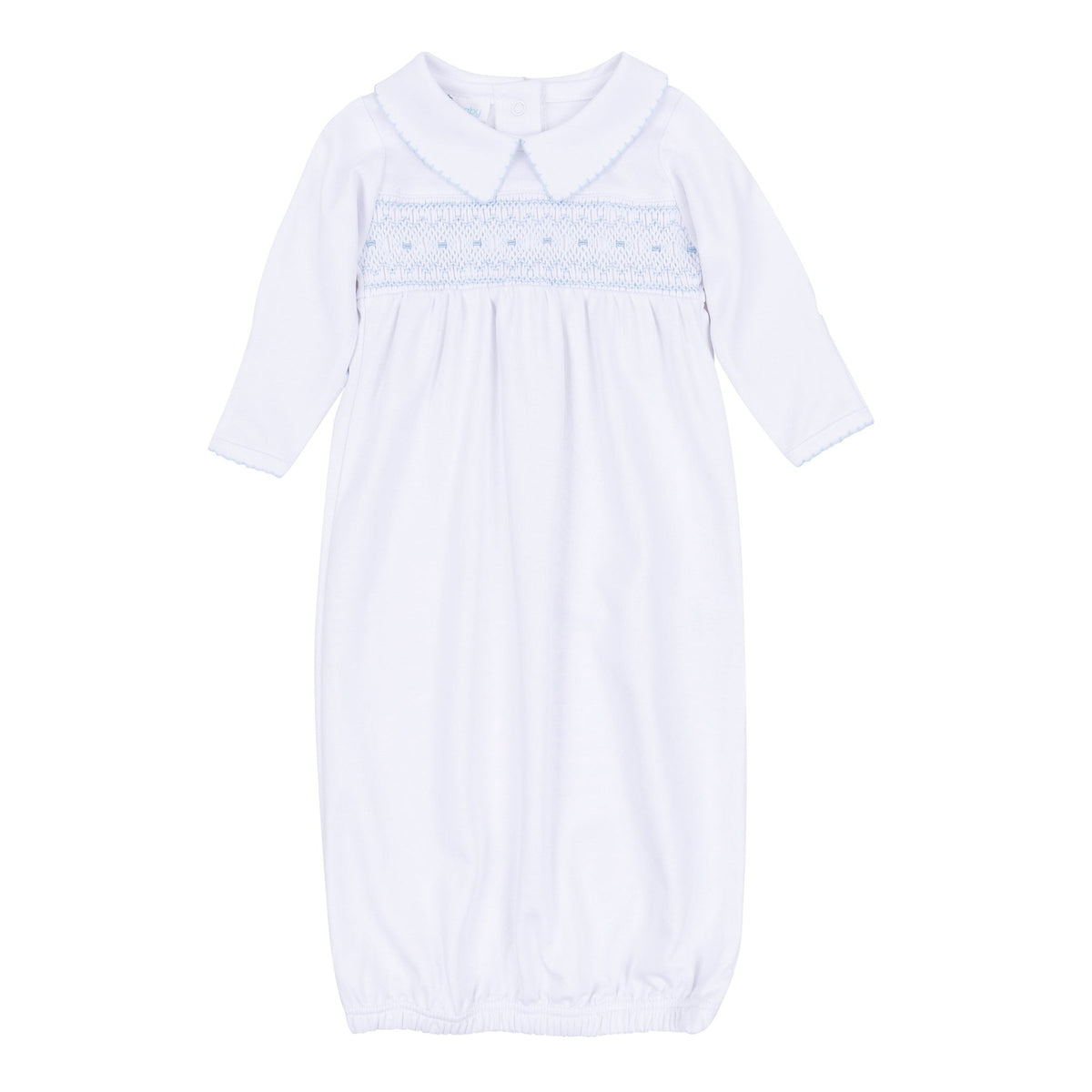 Magnolia Baby_George Smocked Gown - White Light Blue_2