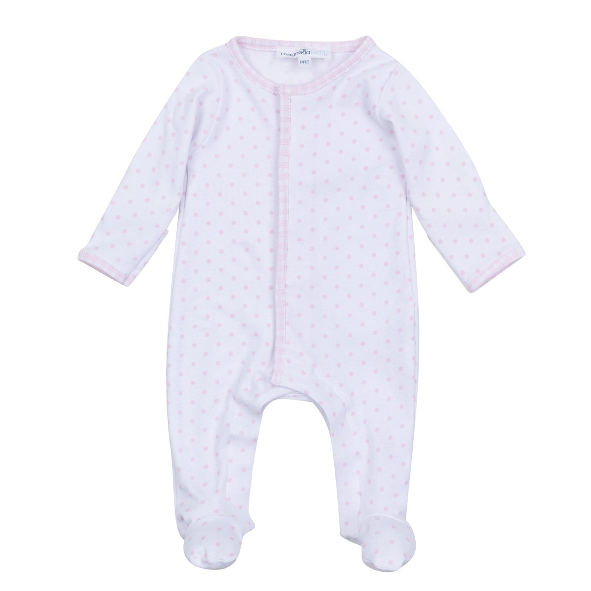 Gingham Dots Footie in Pink - Magnolia BabyFootie