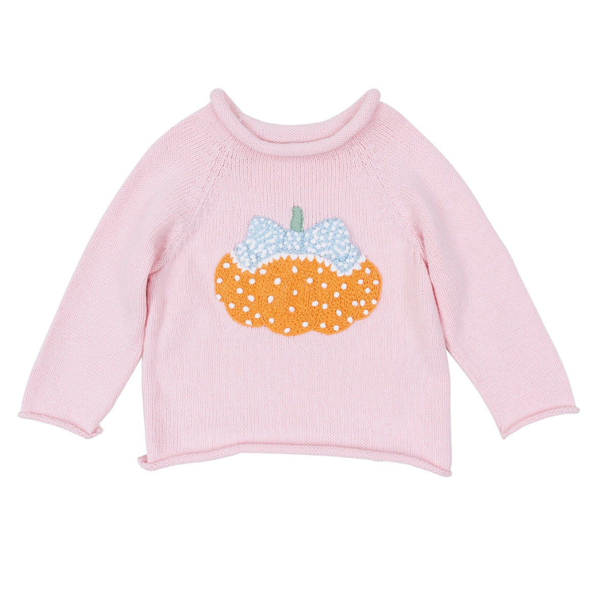 Magnolia Baby_Girl Playwear Set - Bowtique Pumpkin Sweater + Blue Gingham Leggings_3