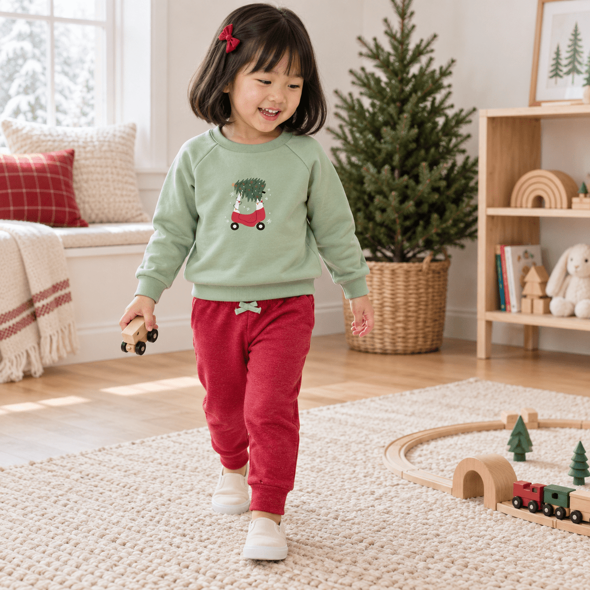 Magnolia Baby_Girl Playwear Set - Deck the Wheels Sweatshirt & Joggers_1