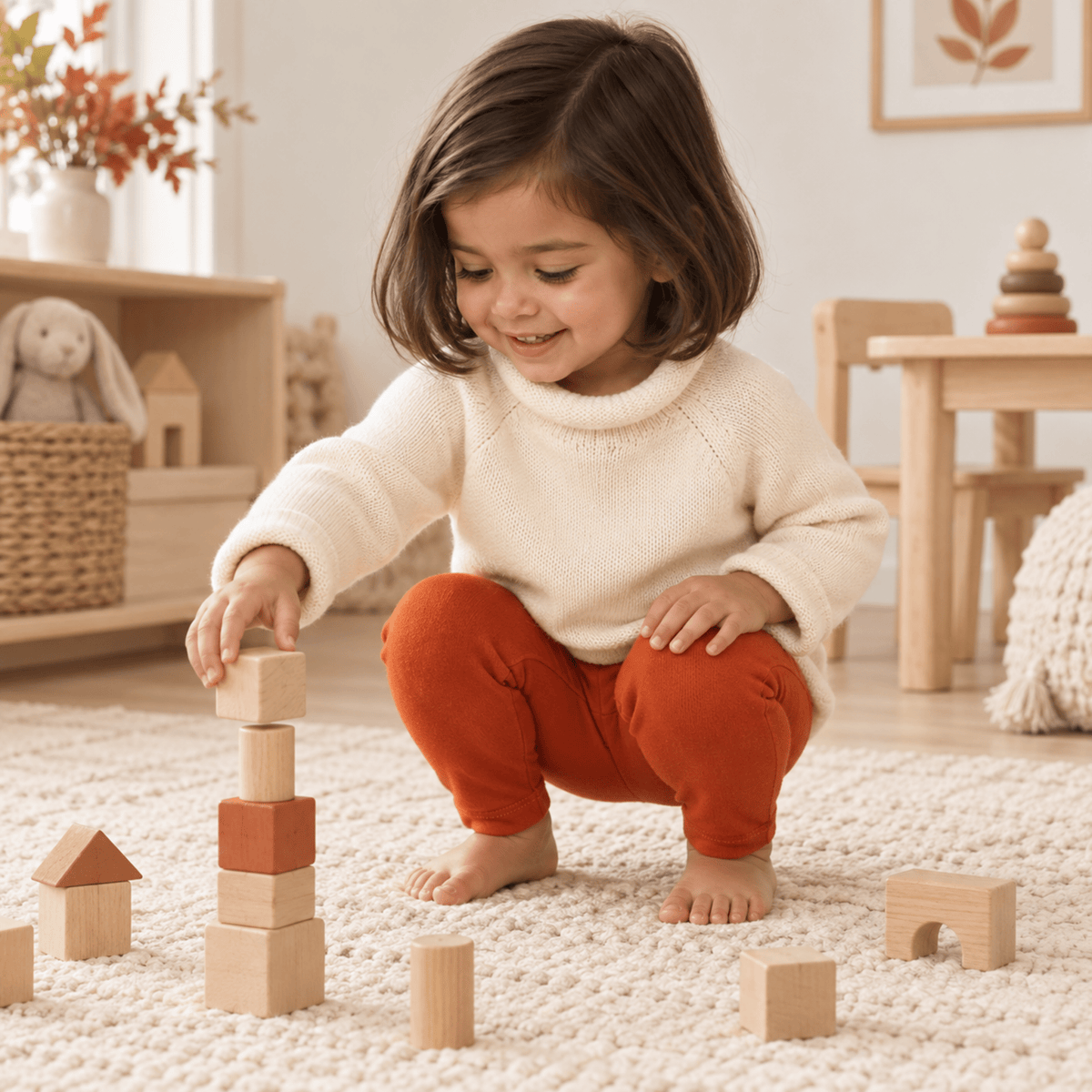 Magnolia Baby_Girl Playwear Set - Ivory Sweater & Pumpkin Spice Leggings_2