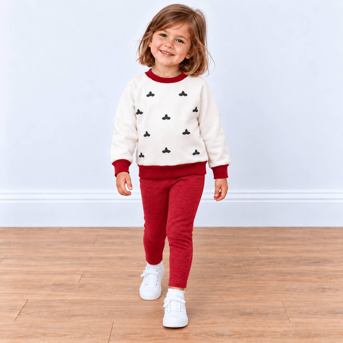 Magnolia Baby_Girl Playwear Set - Winter Berries Sweatshirt + Cranberry Leggings_2