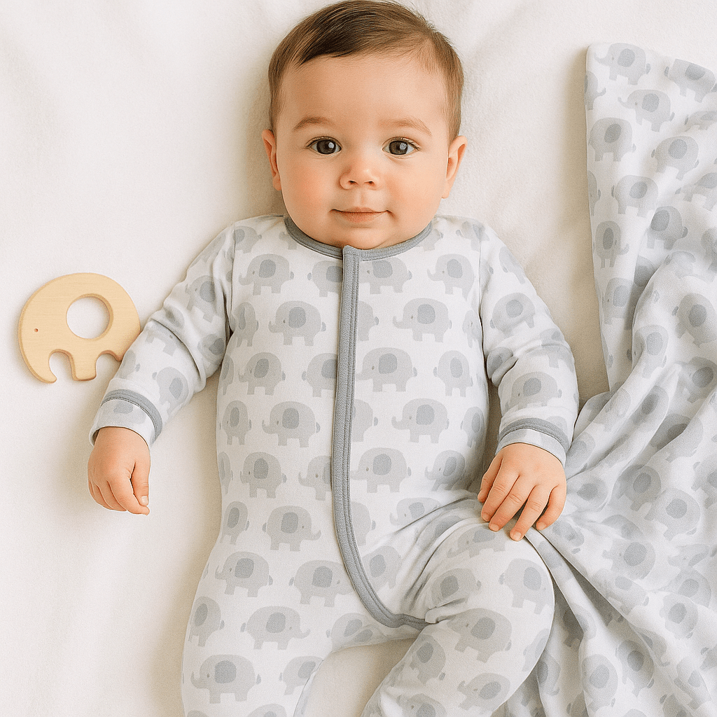 Grey Elephant Gift Set - Footie + Blanket + Teether - Magnolia BabyGift Set