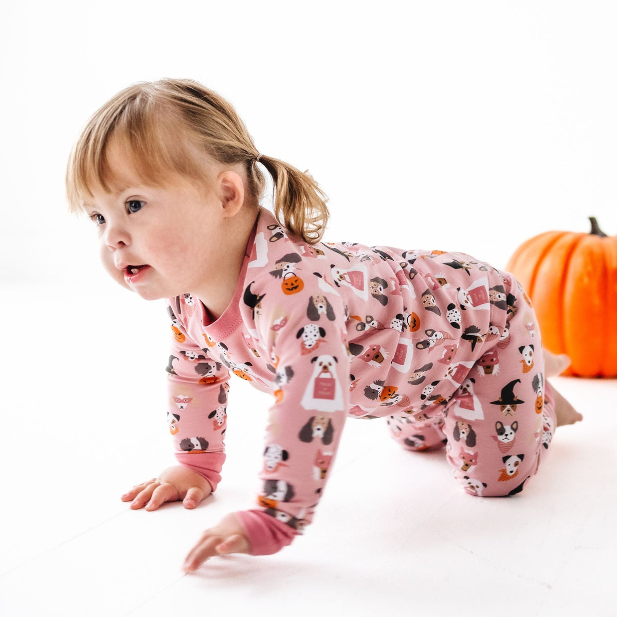 Halloween Hounds Long Pajamas - Dusty Rose - Magnolia BabyLong Pajamas