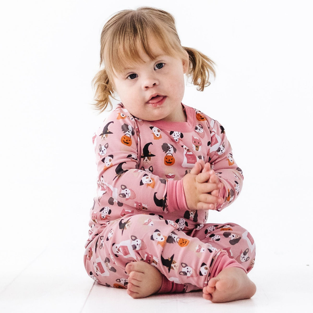 Halloween Hounds Long Pajamas - Dusty Rose - Magnolia BabyLong Pajamas