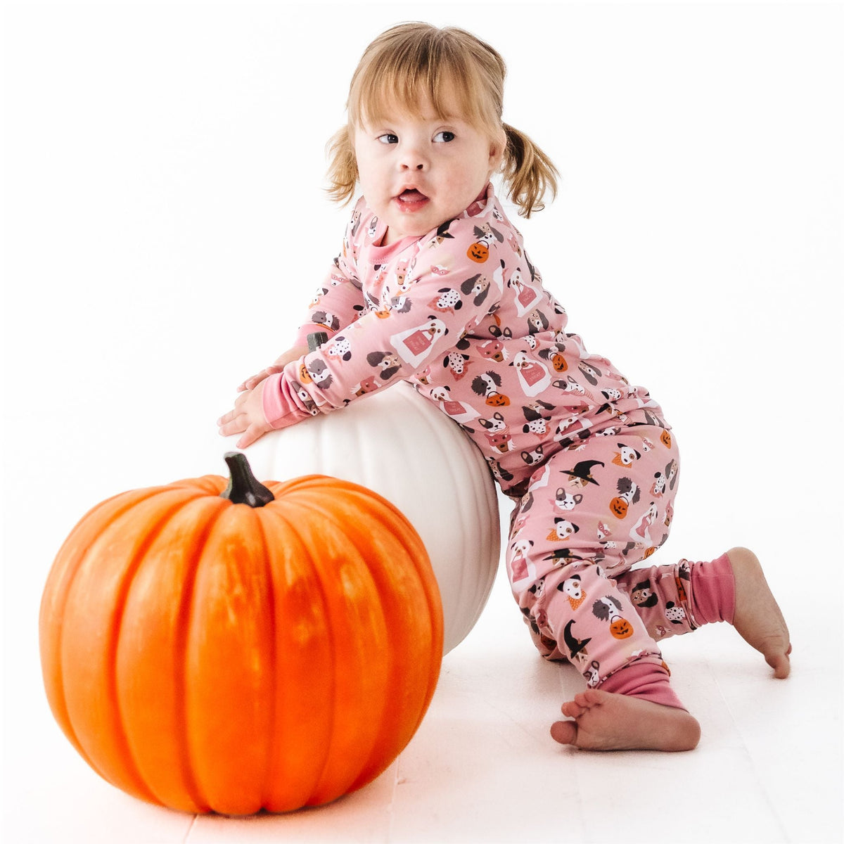 Halloween Hounds Long Pajamas - Dusty Rose - Magnolia BabyLong Pajamas