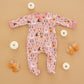 Halloween Hounds Ruffle Zip Footie - Dusty Rose - Magnolia BabyFootie