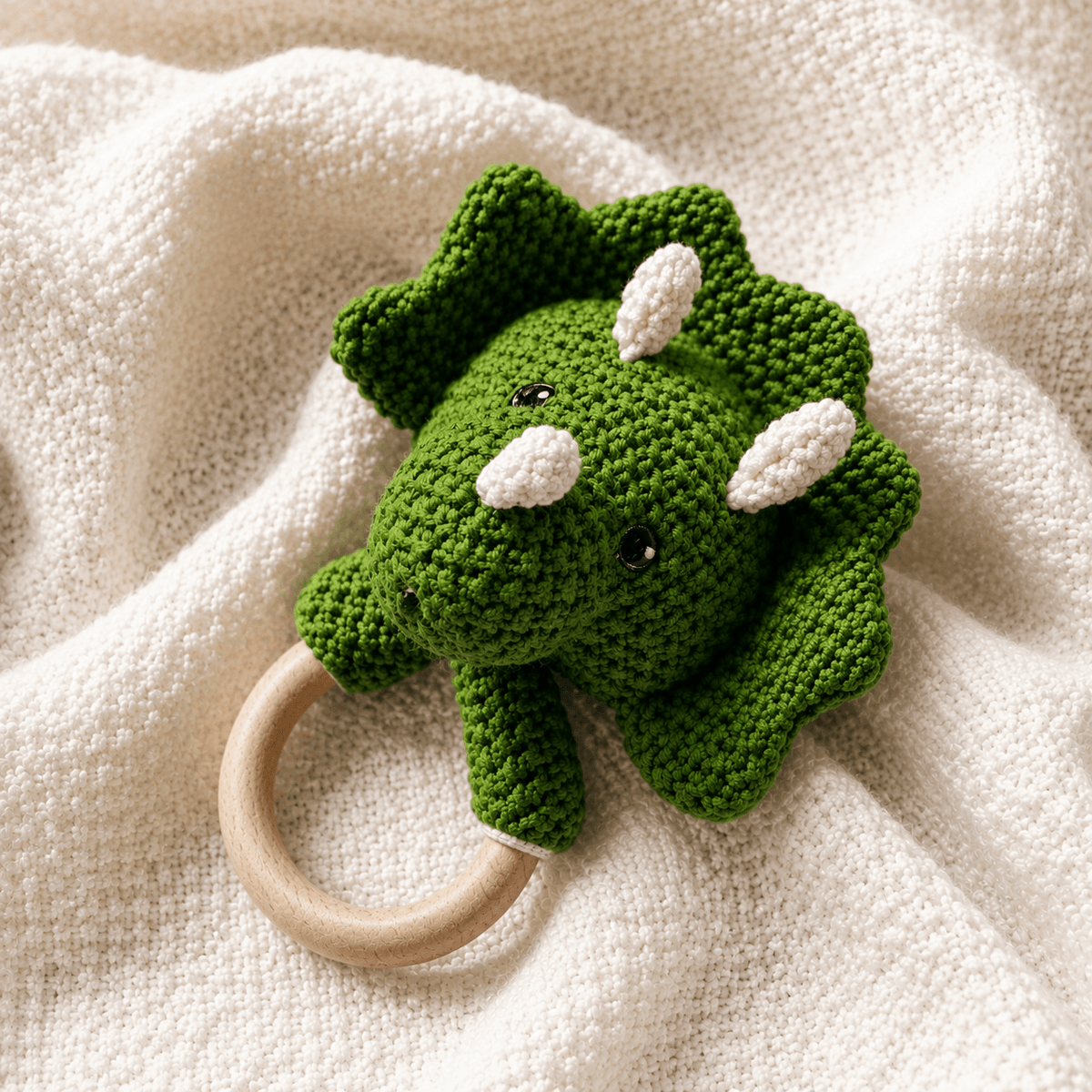 D & C TOYS_Hand Crochet Triceratops Dinosaur Rattle_1