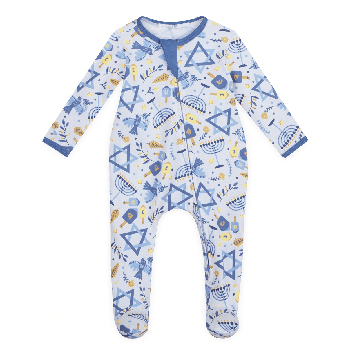 Hanukkah Nights Zip Footie - Magnolia BabyFootie