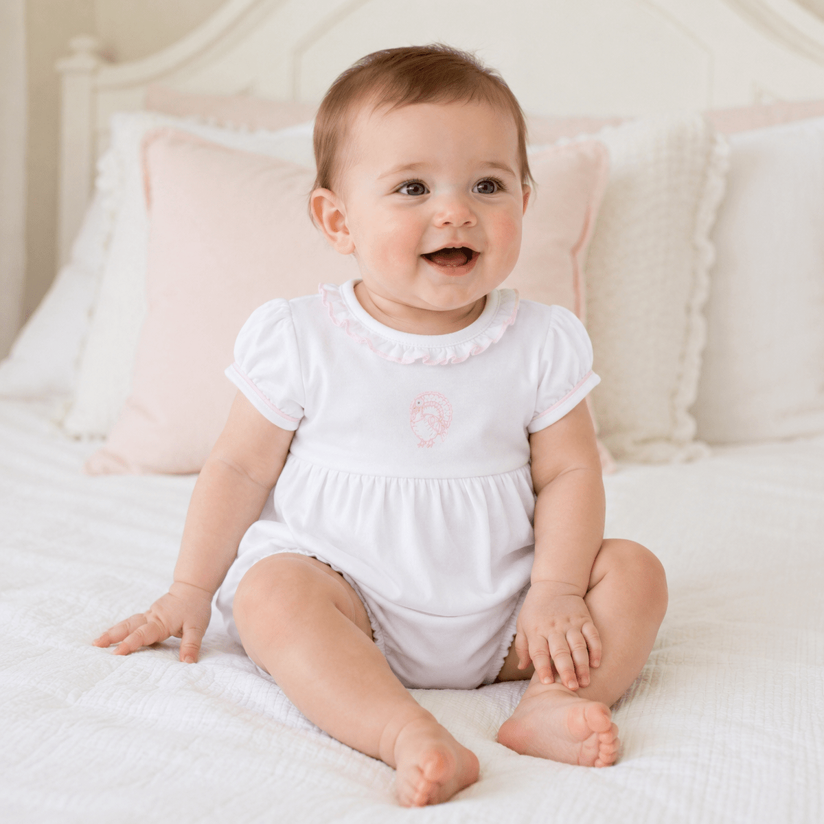 Magnolia Baby_Harvest Blessings Hand-Embroidered Short Sleeve Bubble - Pink_1