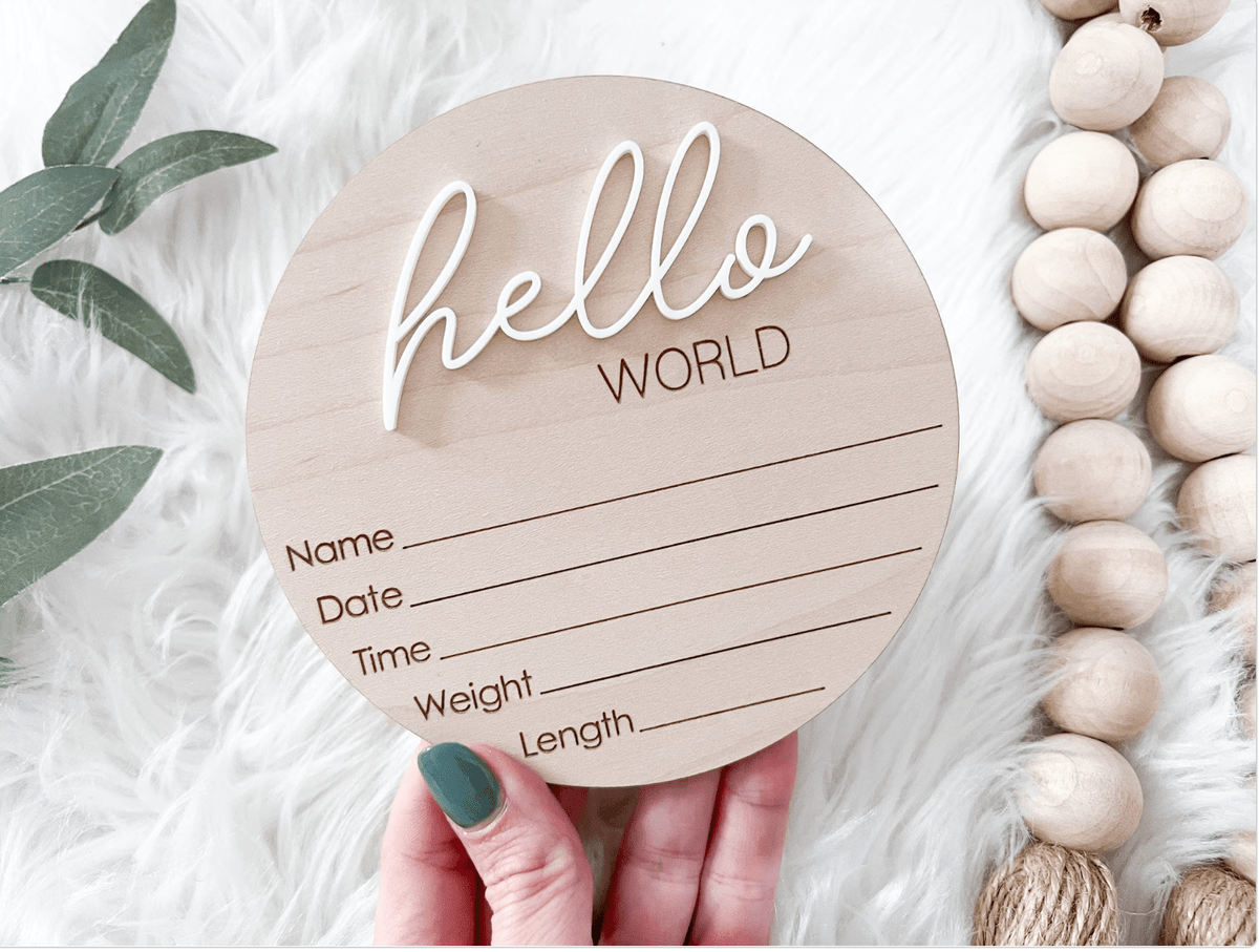 Hello World Stats Sign - Magnolia BabyPhoto Prop