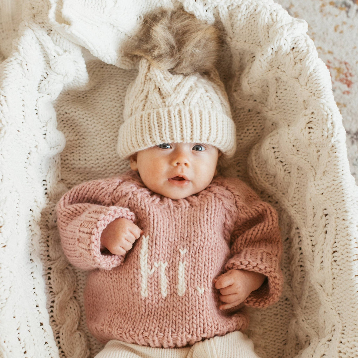 Hi. Crew Neck Sweater - Rosy - Magnolia BabySweater