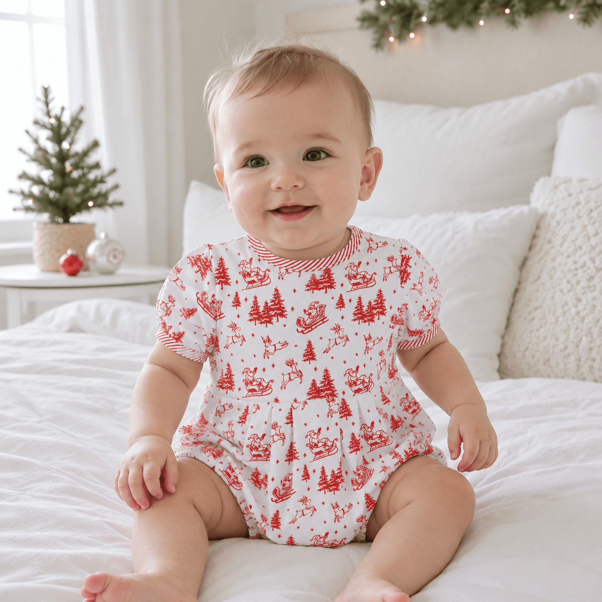 Magnolia Baby_Holiday Toile Boy Bubble - Red_1