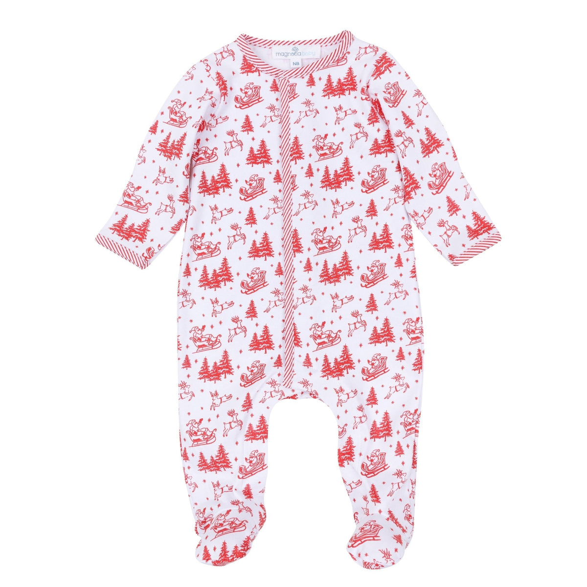 Magnolia Baby_Holiday Toile Footie - Red_2