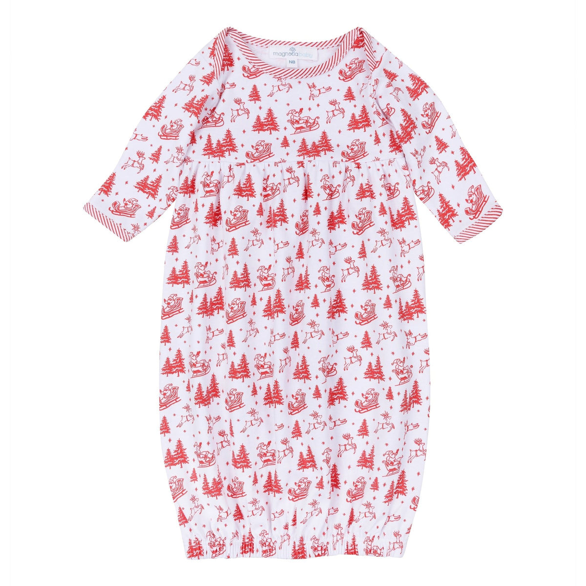 Magnolia Baby_Holiday Toile Gathered Gown - Red_1