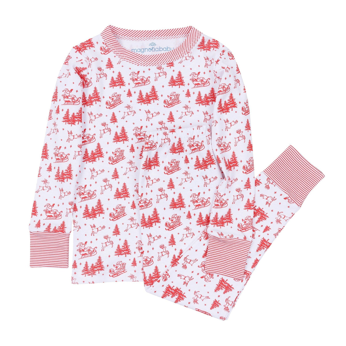 Magnolia Baby_Holiday Toile Long Pajamas - Red_3