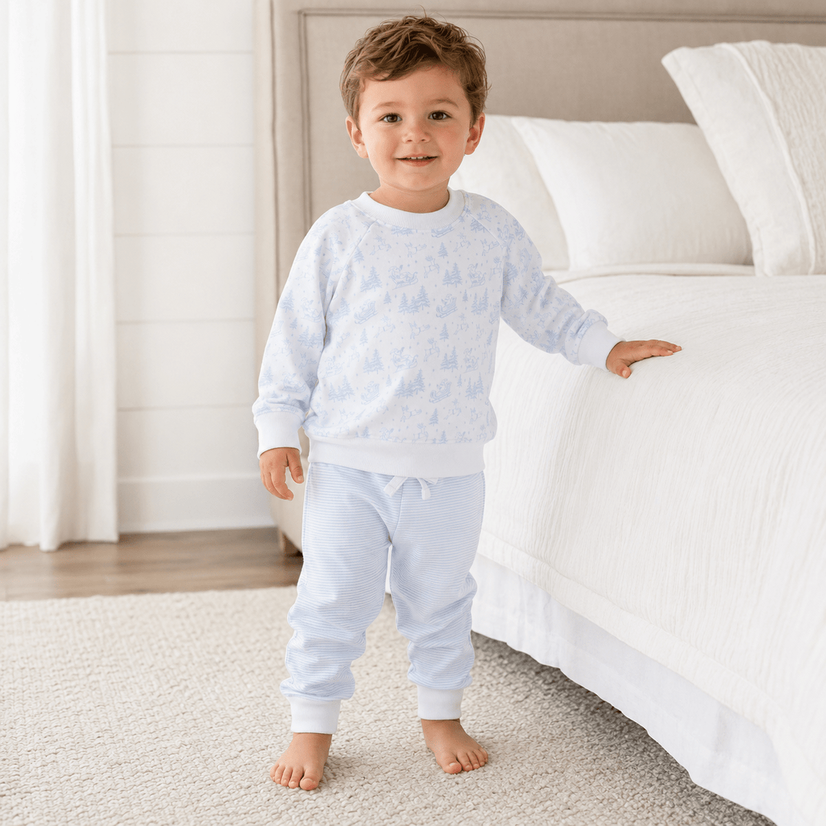 Magnolia Baby_Holiday Toile Pullover Sweatshirt - White Light Blue_2