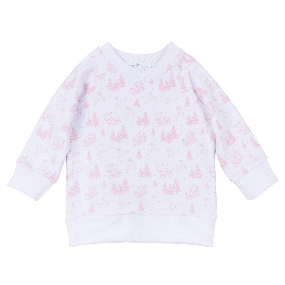 Magnolia Baby_Holiday Toile Pullover Sweatshirt - White Pink_2