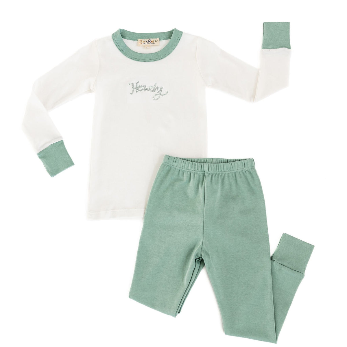 Howdy! Embroidered Long Pajamas - Moss - Luna and ArloLong Pajamas