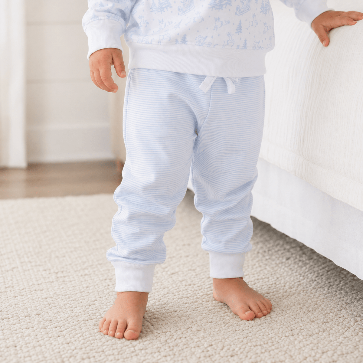 Magnolia Baby_Joggers - Light Blue & White Stripe_1