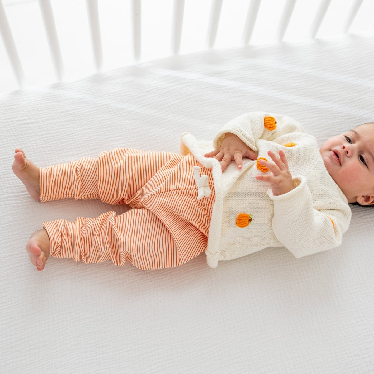 Luna and Arlo_Joggers - Orange & White Stripe_1