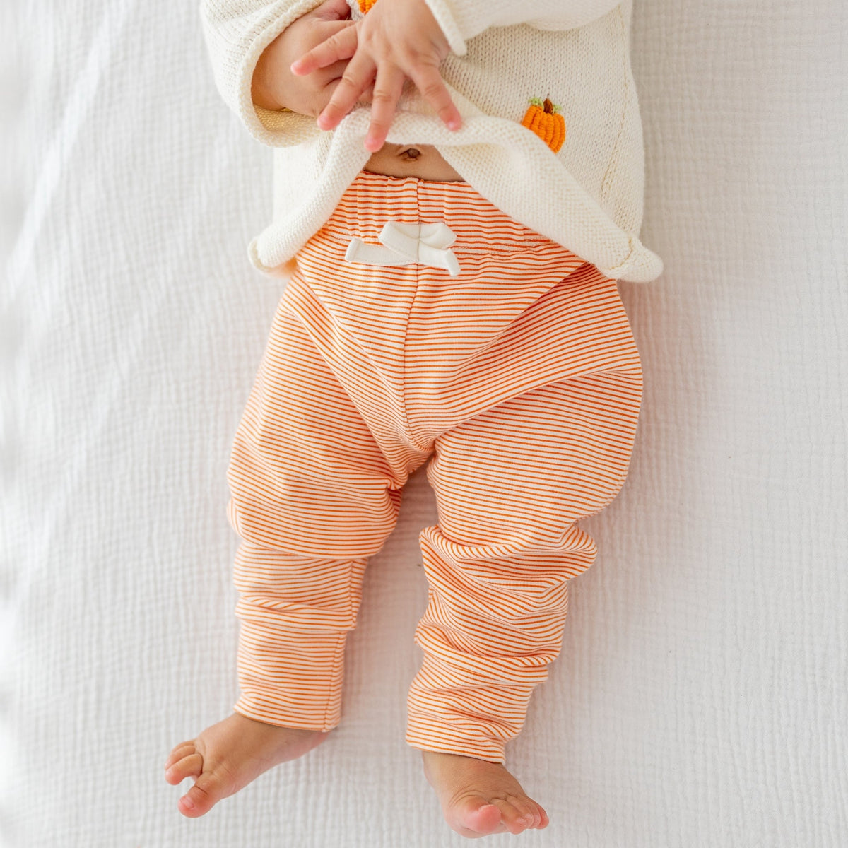 Luna and Arlo_Joggers - Orange & White Stripe_2
