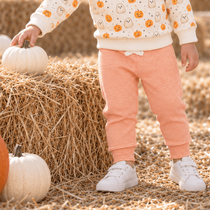 Luna and Arlo_Joggers - Orange & White Striped_3