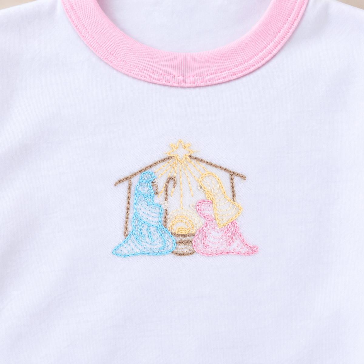 Magnolia Baby_Joy to the World Pink Hand-Embroidered Big Kids Long Pajamas_2