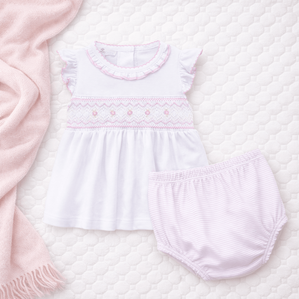 Julia Smocked Ruffle Diaper Cover Set - Pink - Magnolia BabyDiaper Cover