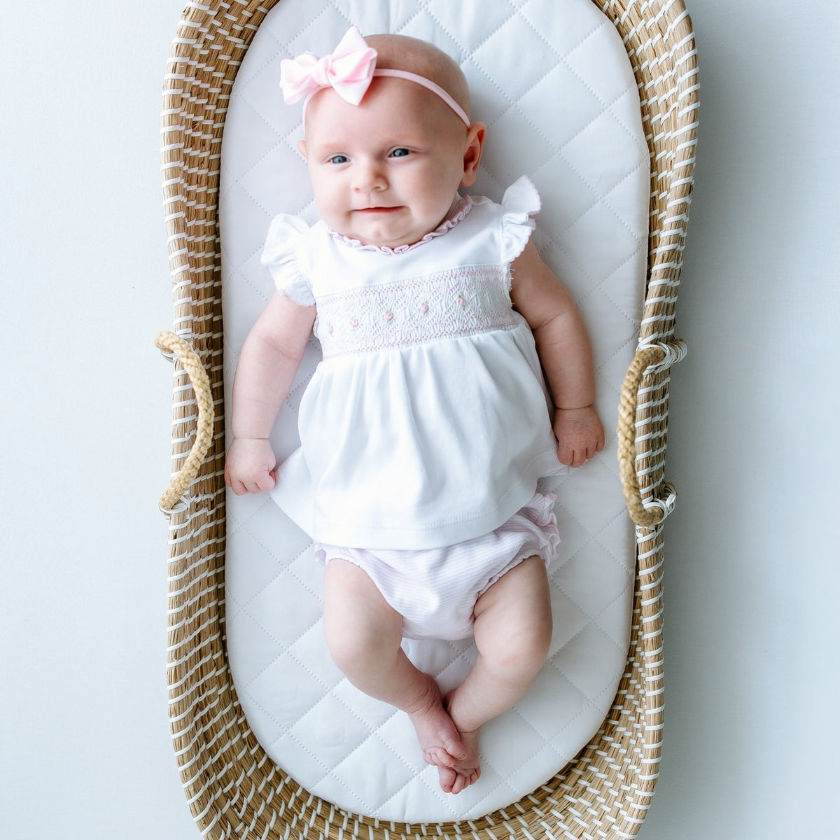 Julia Smocked Ruffle Diaper Cover Set - Pink - Magnolia BabyDiaper Cover
