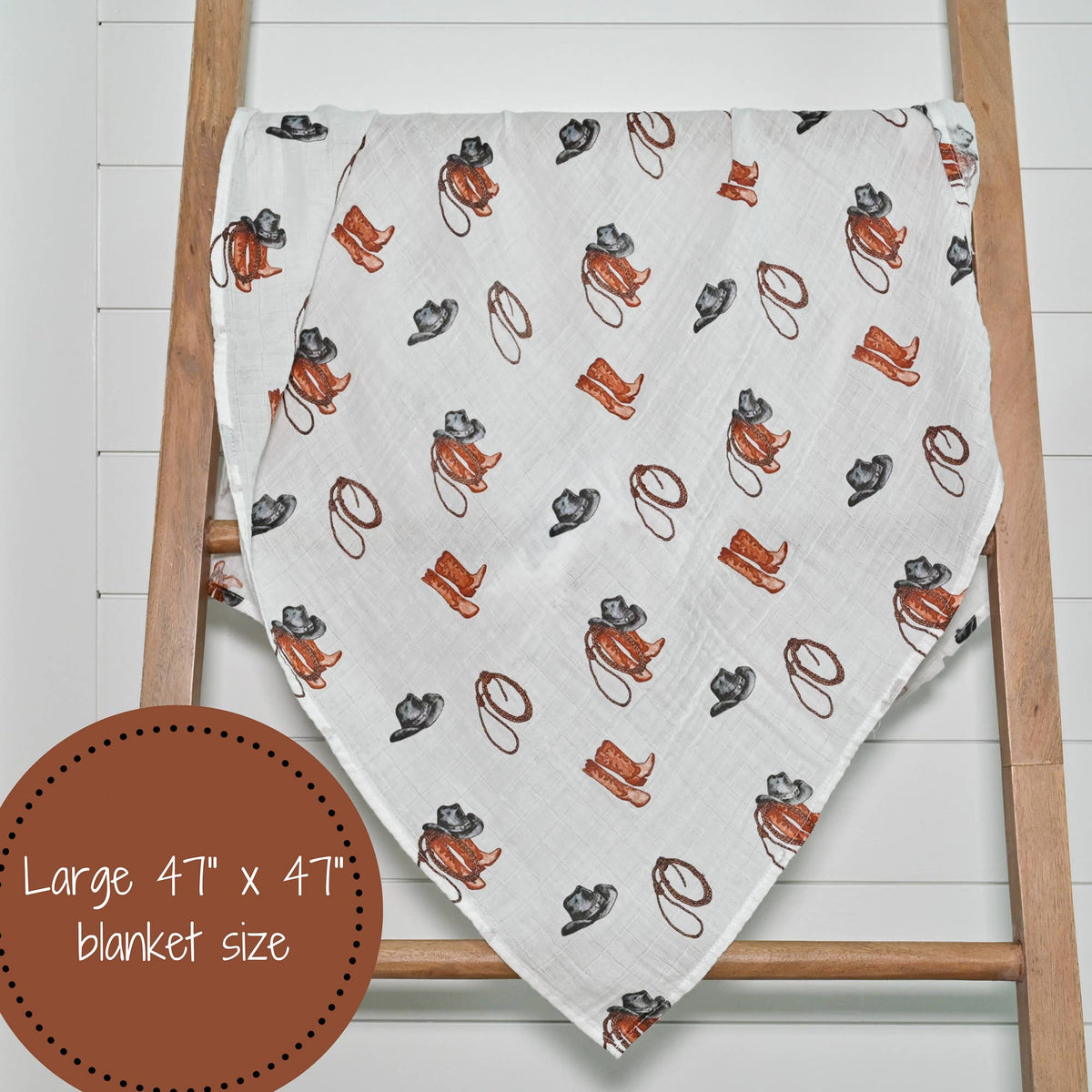 Life Is Better In Boots Western Baby Muslin Swaddle Blanket - Magnolia BabySwaddle Blanket