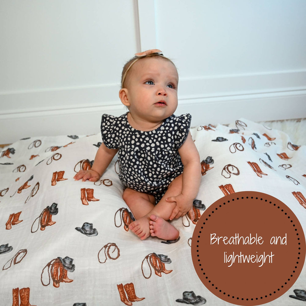 Life Is Better In Boots Western Baby Muslin Swaddle Blanket - Magnolia BabySwaddle Blanket