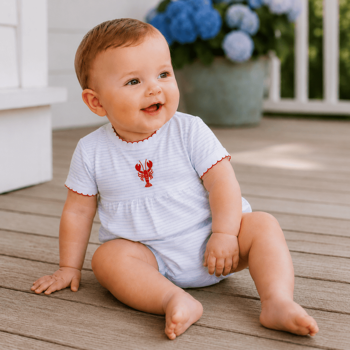 Lil' Snappers Hand-Embroidered Boy Bubble - Lobster - Magnolia BabyBubble
