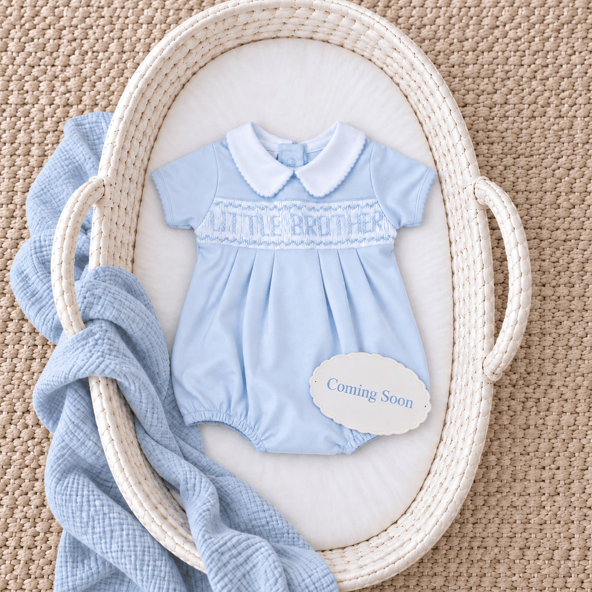 Magnolia Baby_Little Brother Smocked Hand-Embroidered Short Sleeve Bubble_3