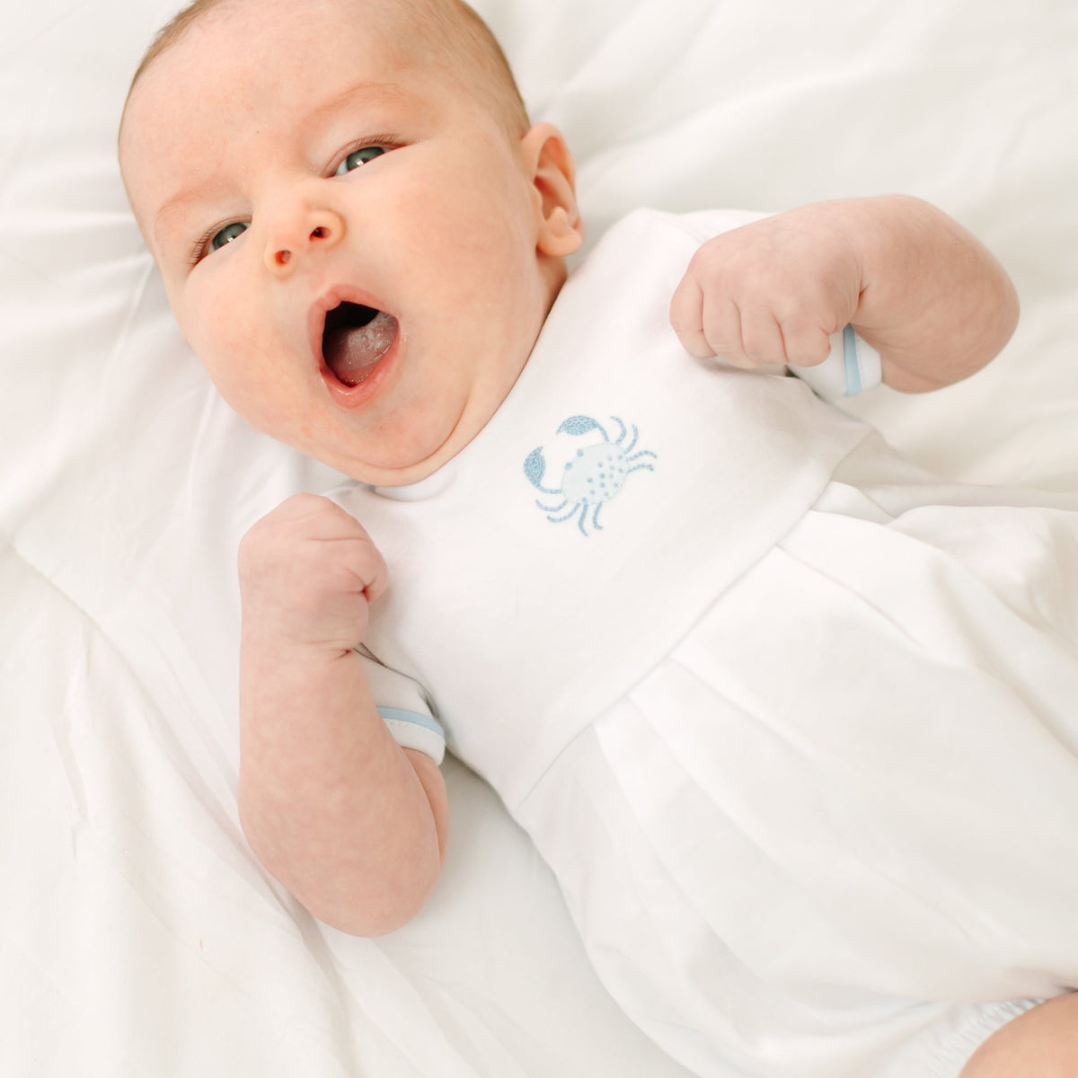 Little Crawlers Embroidered Bubble - Light Blue - Magnolia BabyBubble