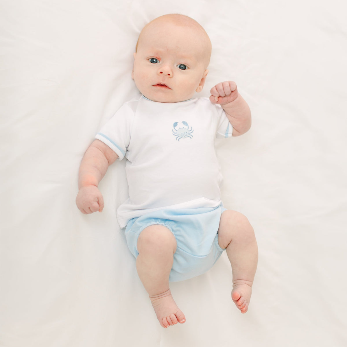 Little Crawlers Embroidered Diaper Cover Set - Light Blue - Magnolia BabyDiaper Cover