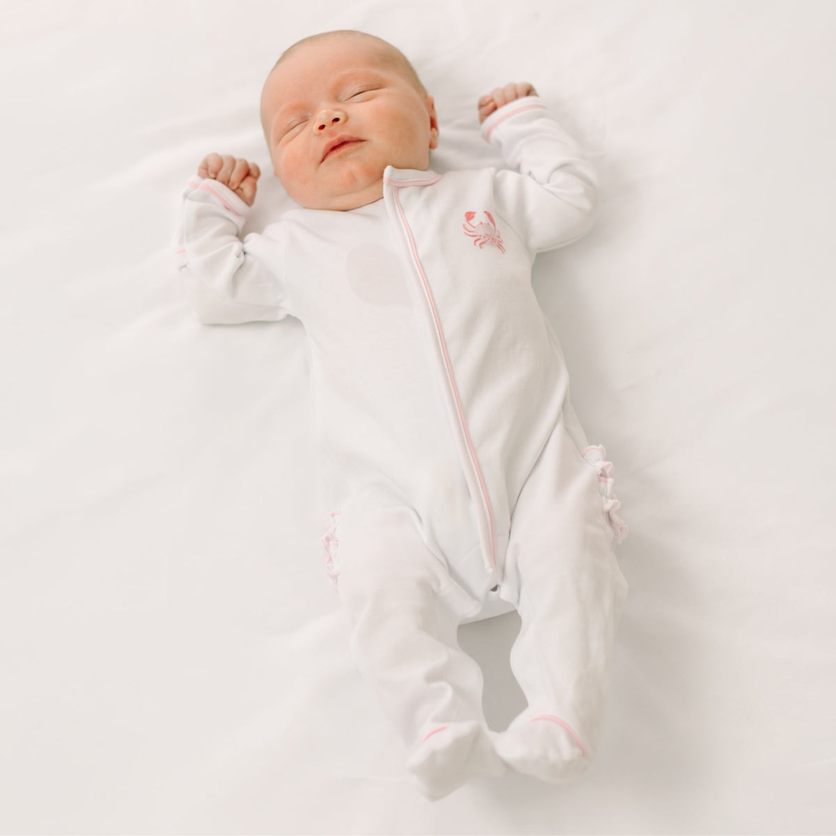Little Crawlers Embroidered Ruffle Footie - Pink - Magnolia BabyFootie