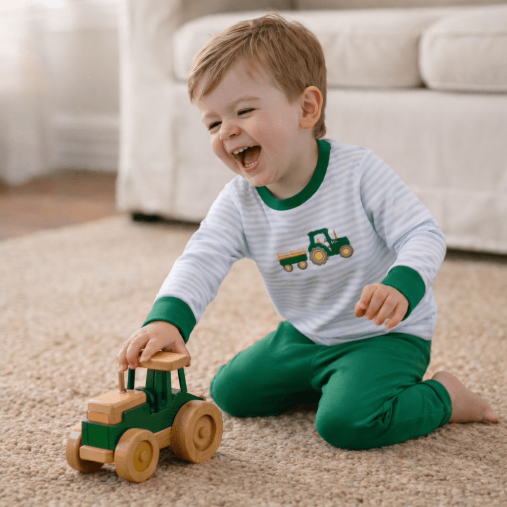 Little Farmer Applique Long Pajamas - Magnolia BabyLong Pajamas