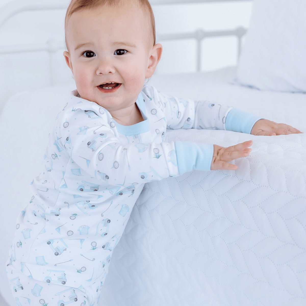 Little Golfer Long Pajamas - Light Blue - Magnolia BabyLong Pajamas