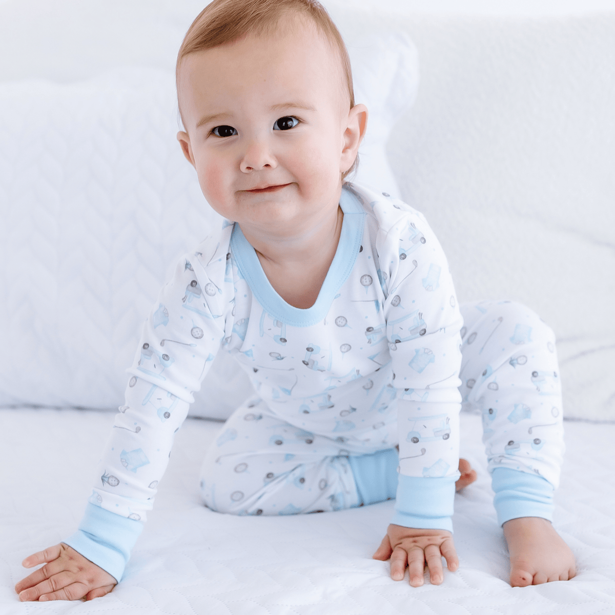 Little Golfer Long Pajamas - Light Blue - Magnolia BabyLong Pajamas