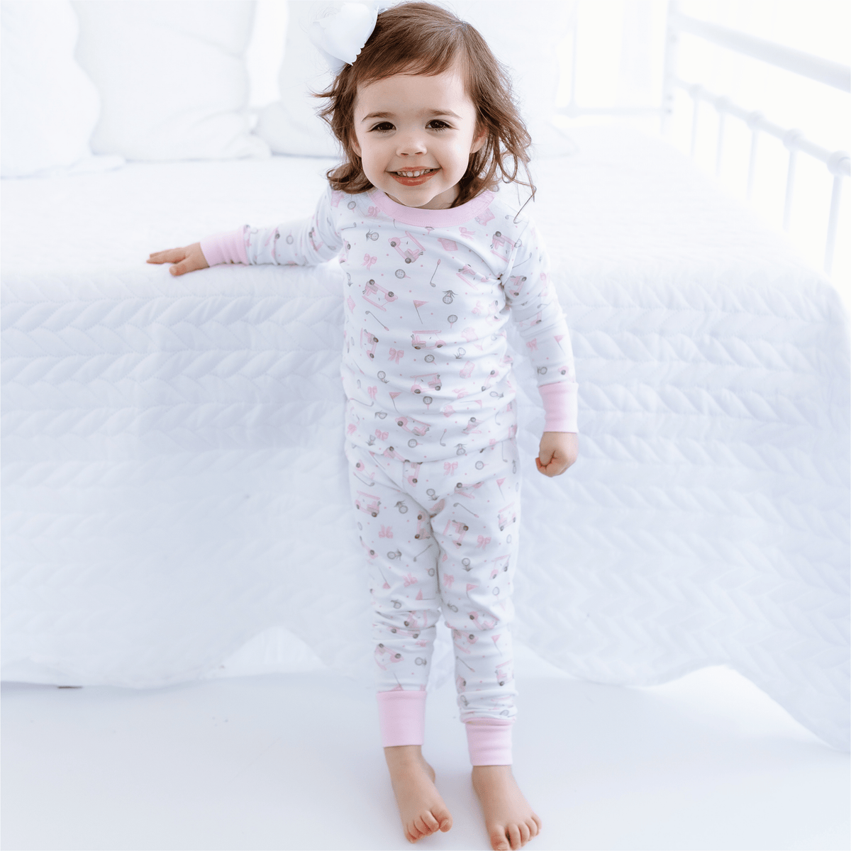 Little Golfer Long Pajamas - Pink - Magnolia BabyLong Pajamas