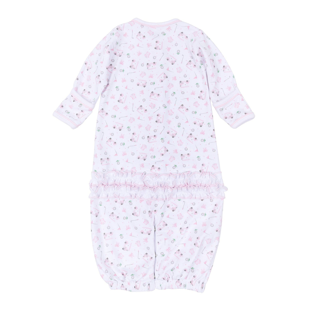 Little Golfer Print Ruffle Converter - Pink - Magnolia BabyConverter Gown