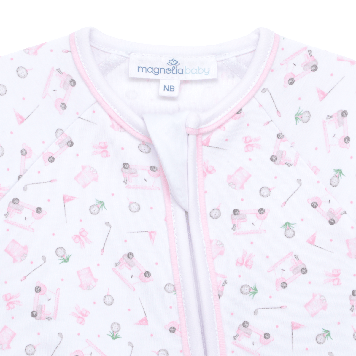 Little Golfer Print Zip Playsuit - Pink - Magnolia BabyPlaysuit