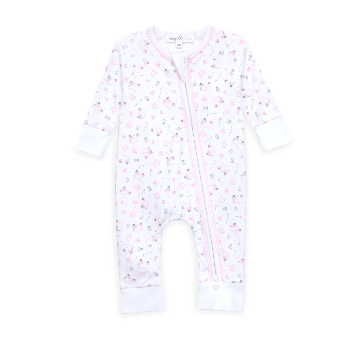 Little Golfer Print Zip Playsuit - Pink - Magnolia BabyPlaysuit