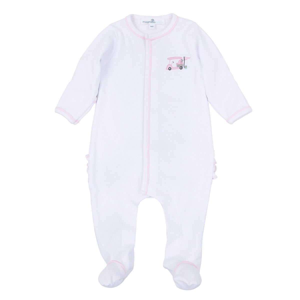 Little Golfer Ruffle Footie - Pink - Magnolia BabyFootie