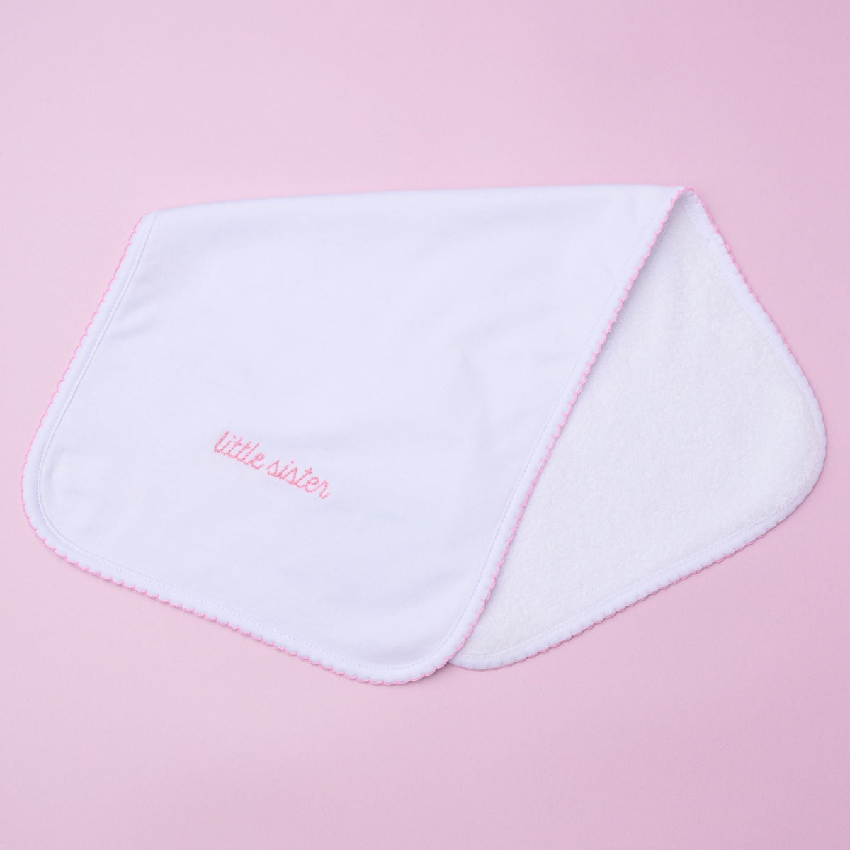 Little Sister Embroidered Burp Cloth - Magnolia Baby Burp Cloth